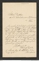 Nachlass Franz Steindachner, Brief von Robert Salisjak an Franz Steindachner (16.07.1912), Inv.Nr. 430.01, Seite 1